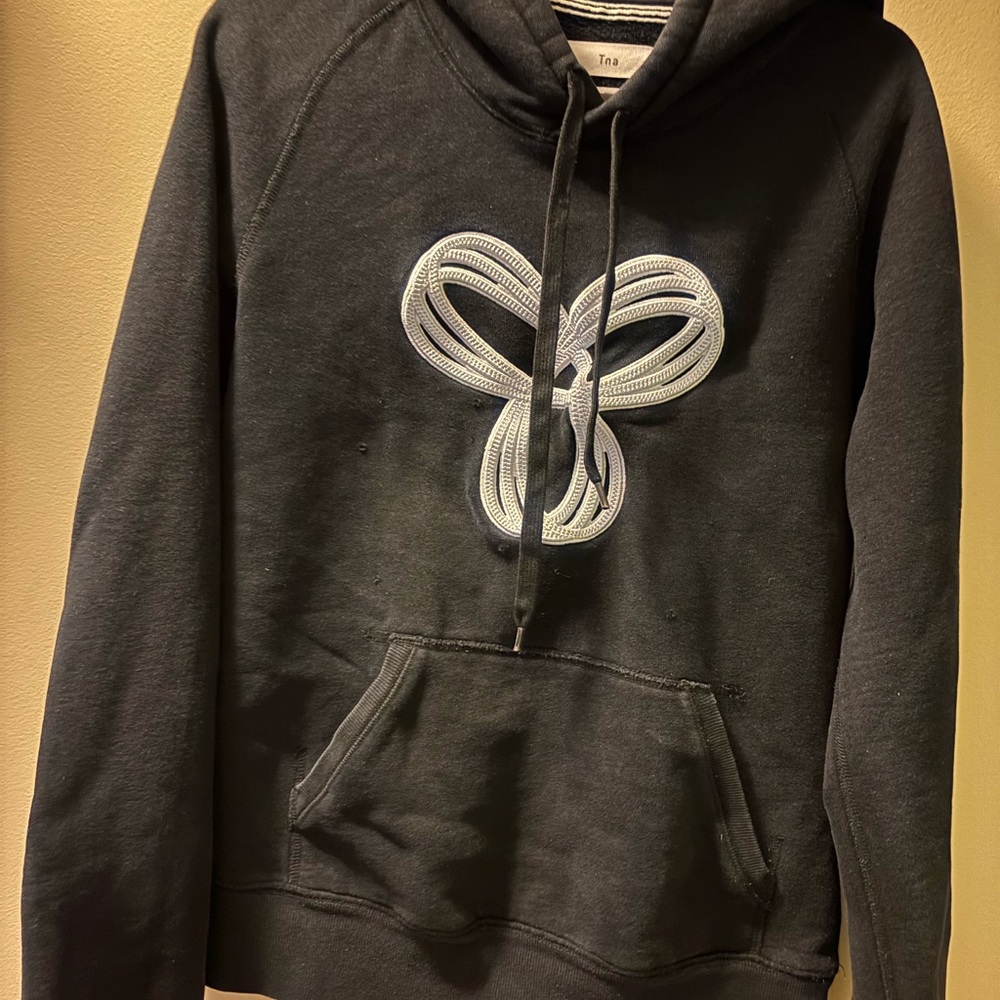 TNA Black Hoodie with White Stitching